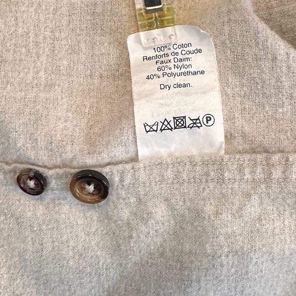 J. Crew Men’s L Work Shirt Flannel Cream Button Down Elbow Patches - Picture 9 of 13